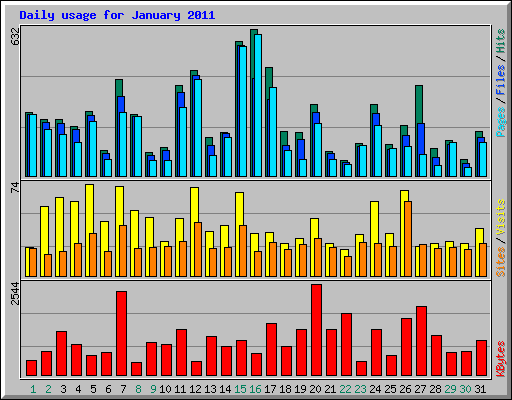 Daily usage for January 2011