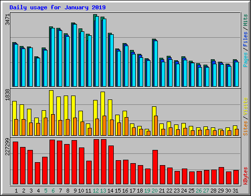 Daily usage for January 2019