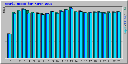 Hourly usage for March 2021